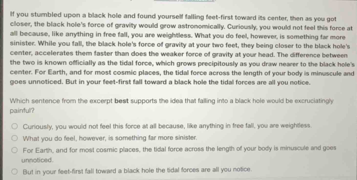 if you stumbled upon a black hole and found yourself falling feet - fir…