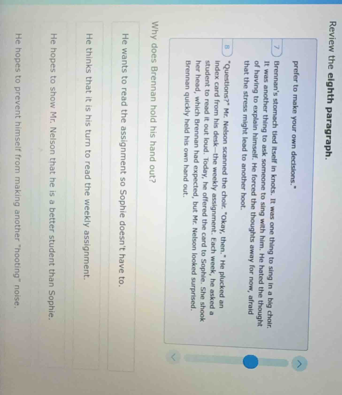 review the eighth paragraph. prefer to make your own decisions. 7 brenn…