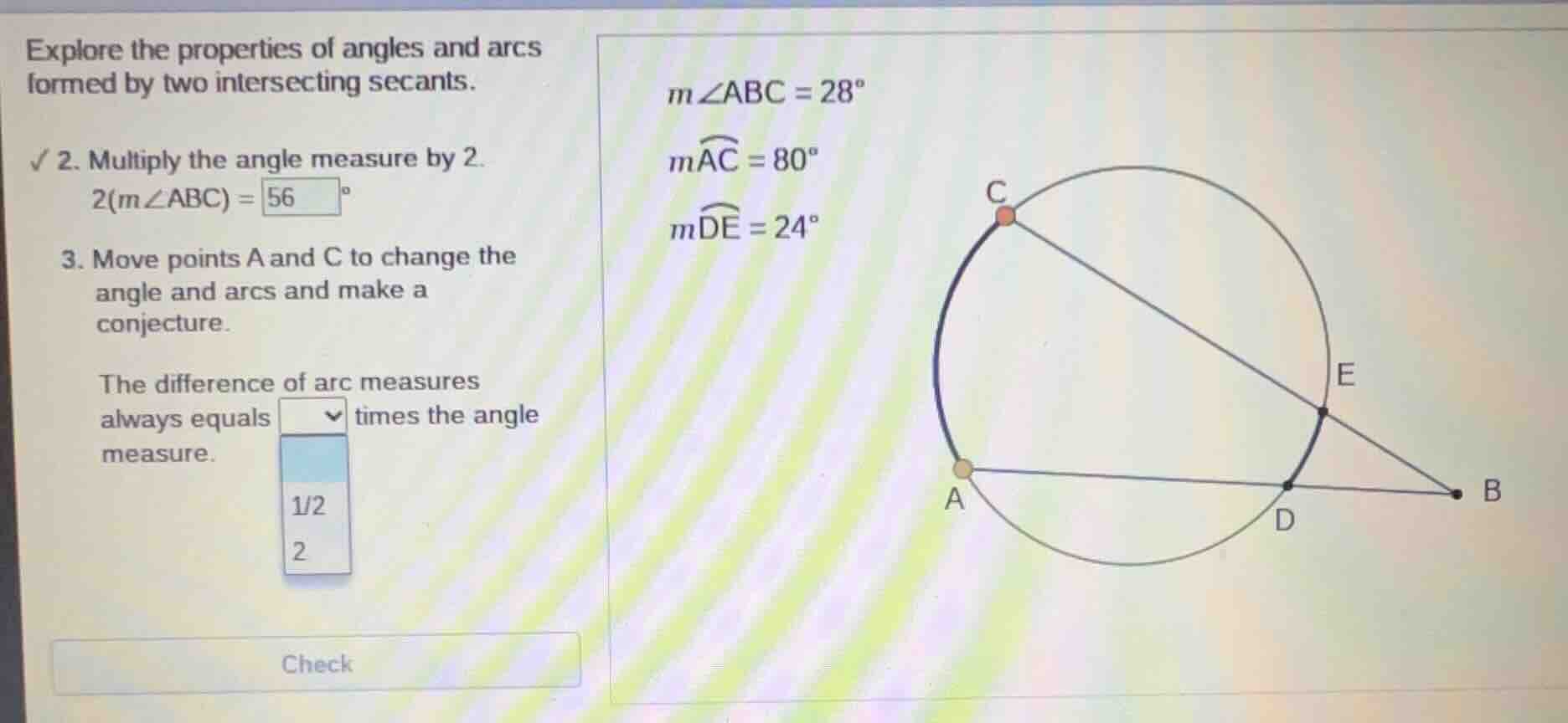 explore the properties of angles and arcs formed by two intersecting se…