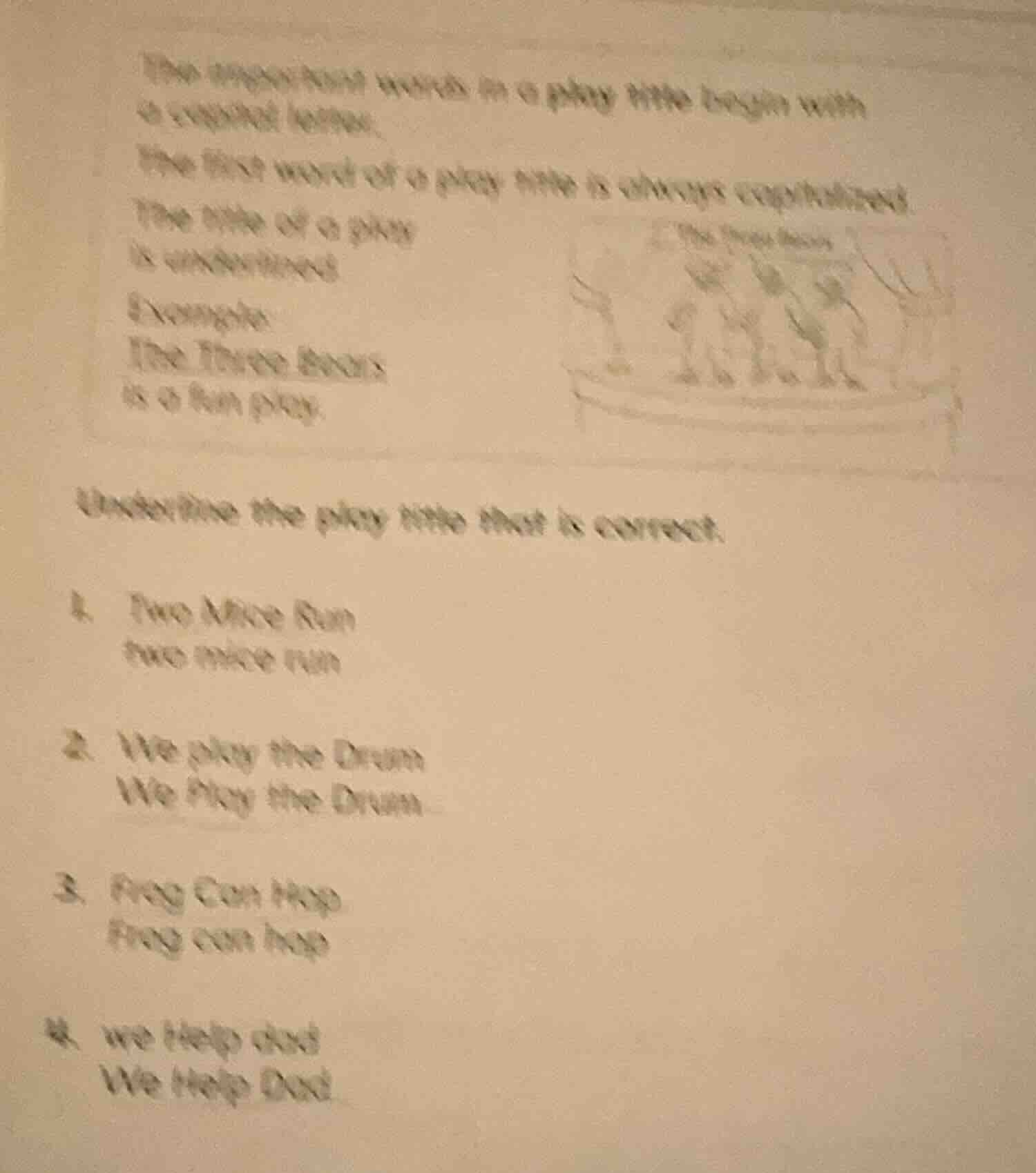 the important words in a play title begin with a capital letter. the fi…