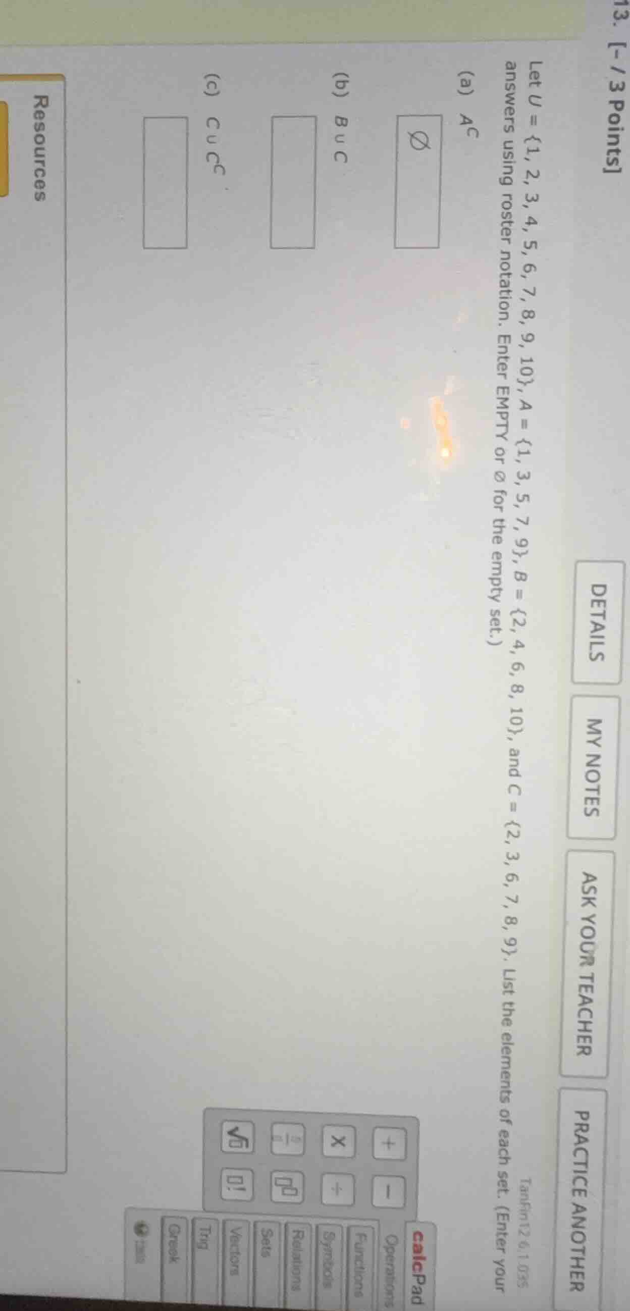 let ( u = {1, 2, 3, 4, 5, 6, 7, 8, 9, 10} ), ( a = {1, 3, 5, 7, 9} ), (…