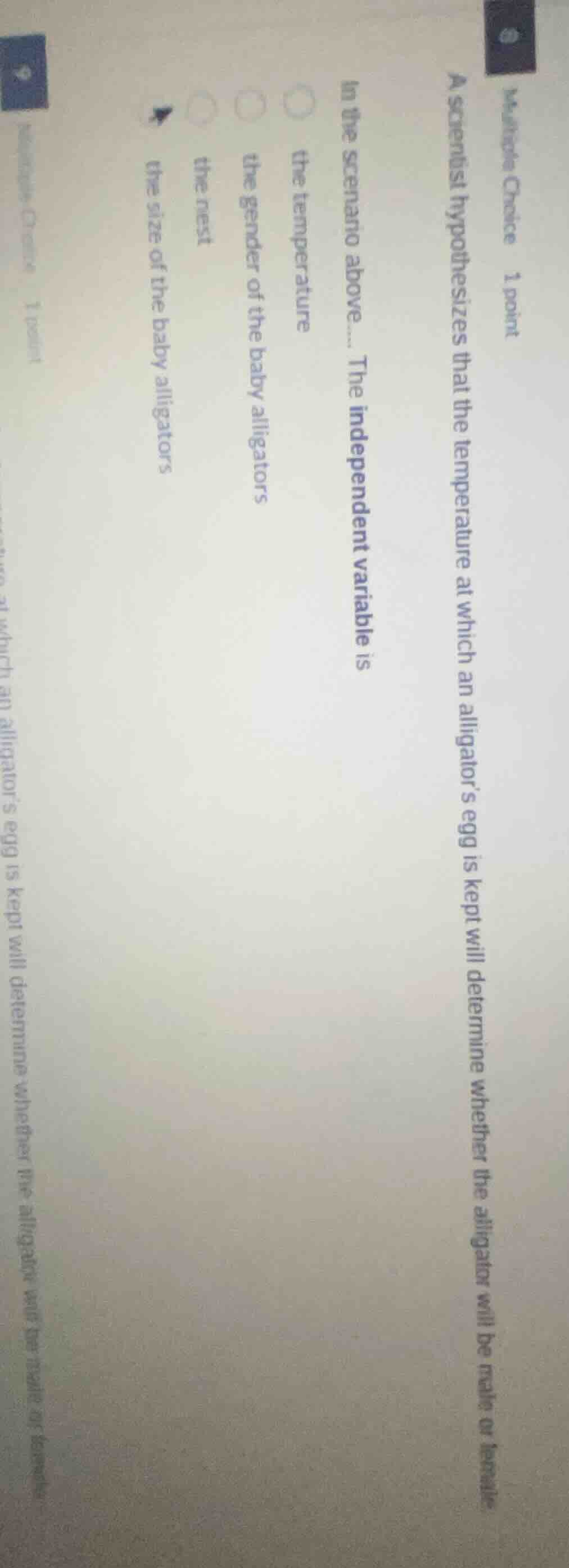 multiple choice 1 point a scientist hypothesizes that the temperature a…