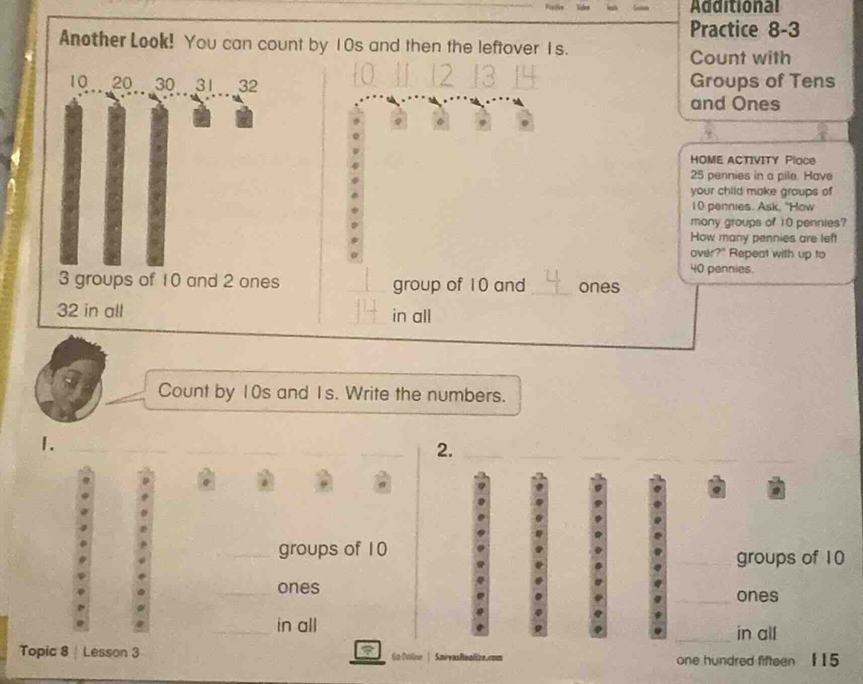 another look! you can count by 10s and then the leftover 1s. 3 groups o…