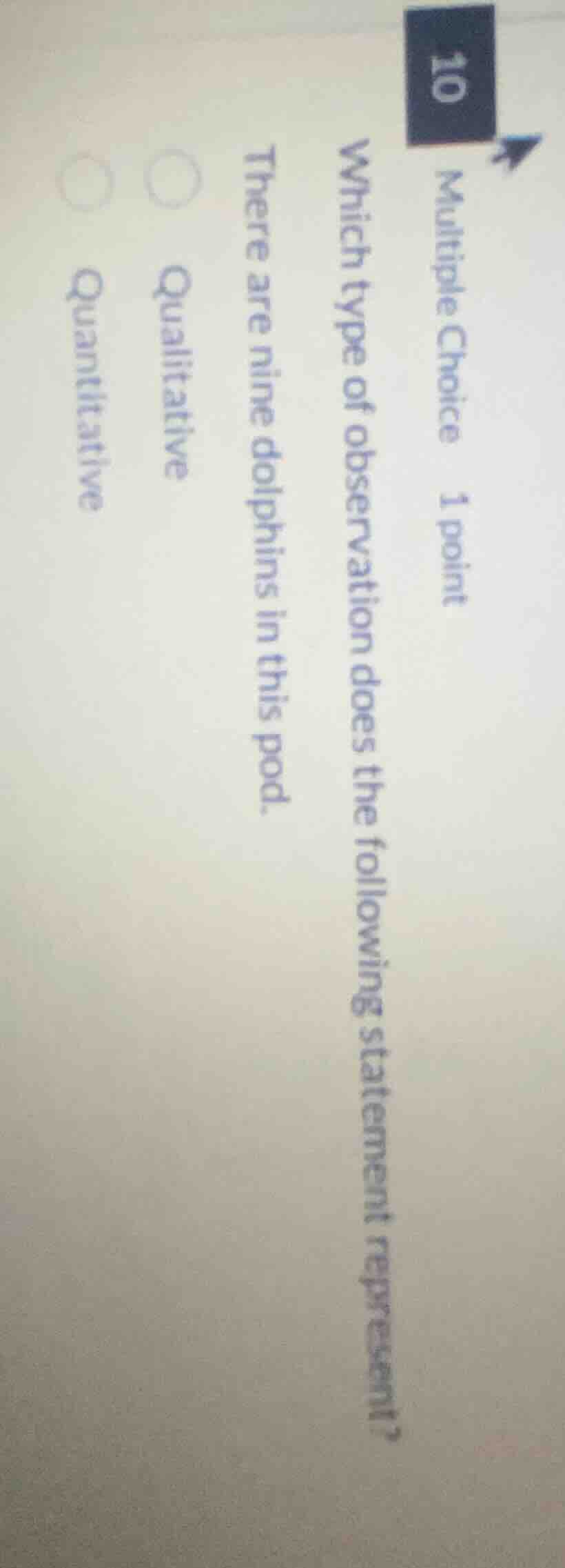 multiple choice 1 point which type of observation does the following st…