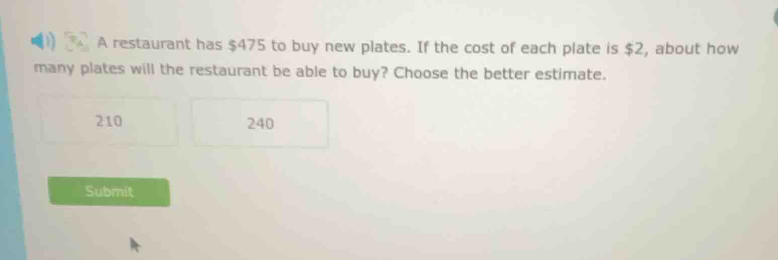 a restaurant has $475 to buy new plates. if the cost of each plate is $…