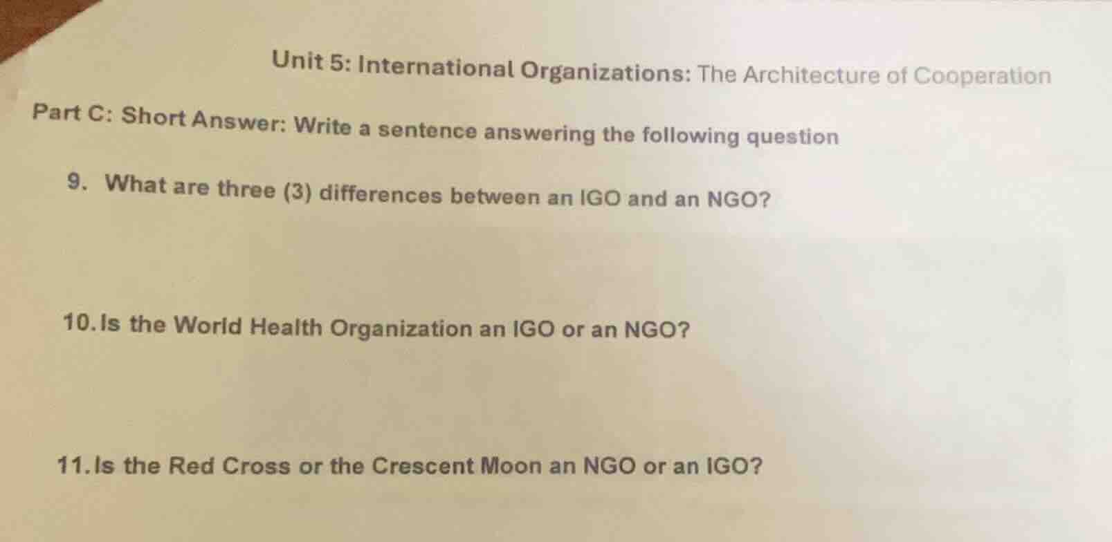 unit 5: international organizations: the architecture of cooperation pa…