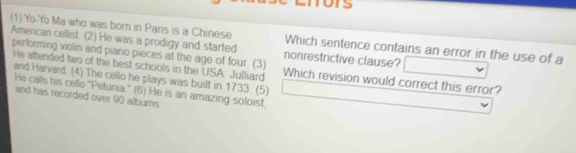 (1) yo - yo ma who was born in paris is a chinese american cellist. (2)…