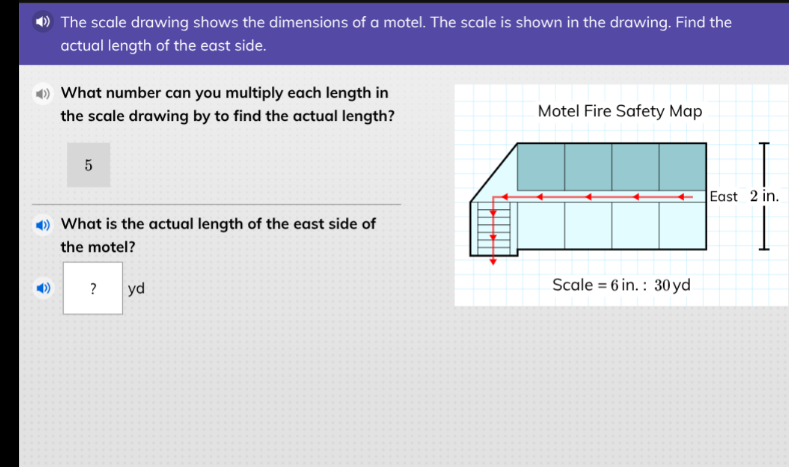 the scale drawing shows the dimensions of a motel. the scale is shown i…