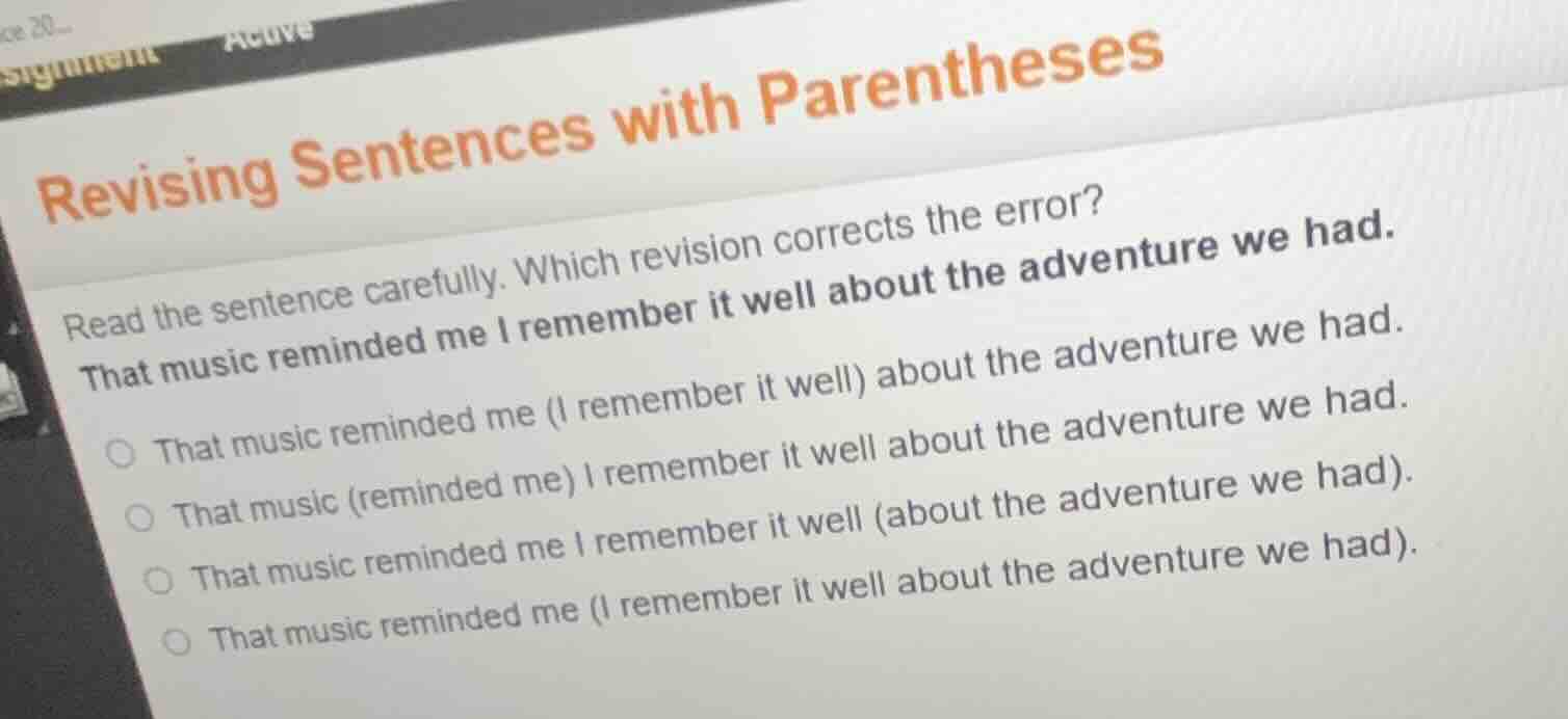 revising sentences with parentheses read the sentence carefully. which …
