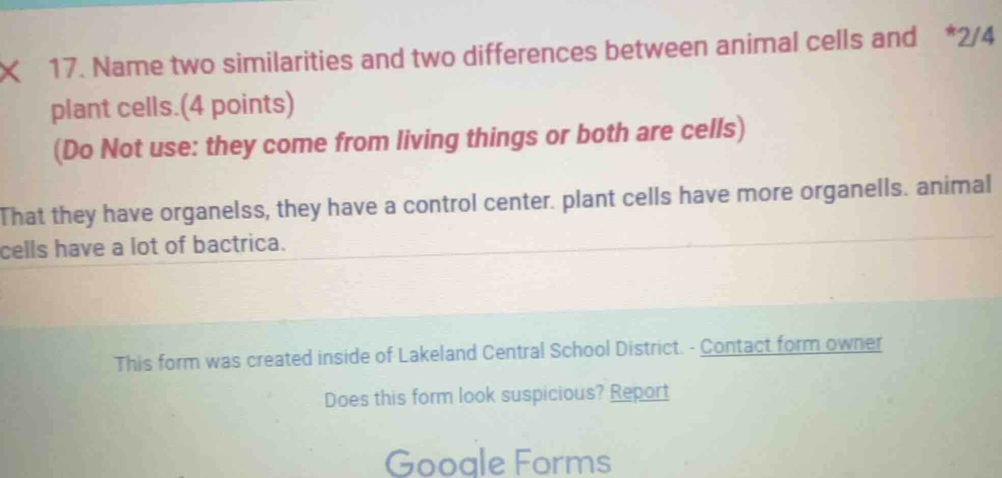 17. name two similarities and two differences between animal cells and …