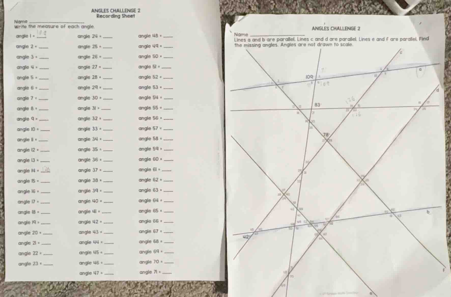 angles challenge 2 recording sheet name write the measure of each angle…