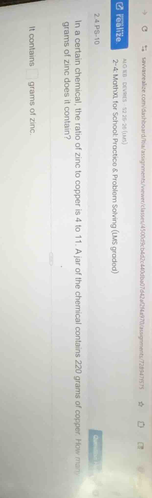 in a certain chemical, the ratio of zinc to copper is 4 to 11. a jar of…