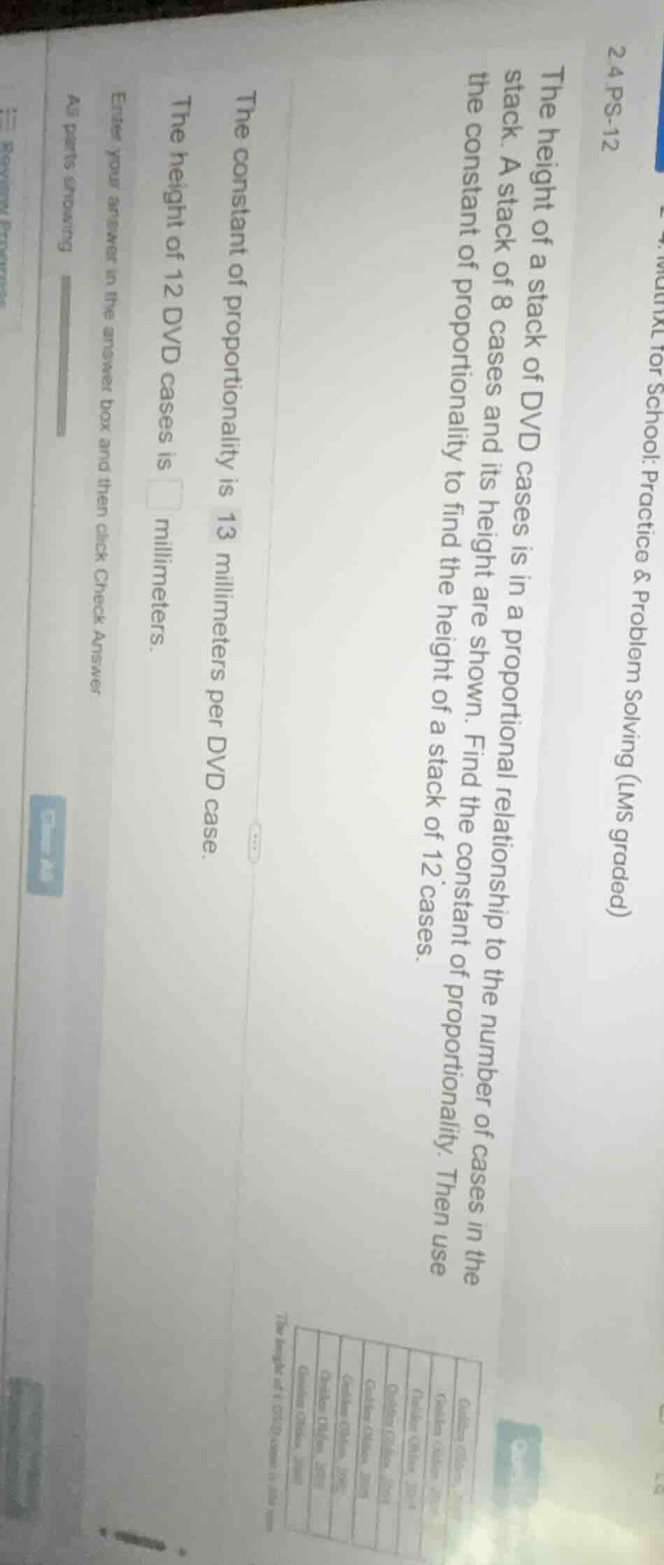 2.4.ps-12 the height of a stack of dvd cases is in a proportional relat…