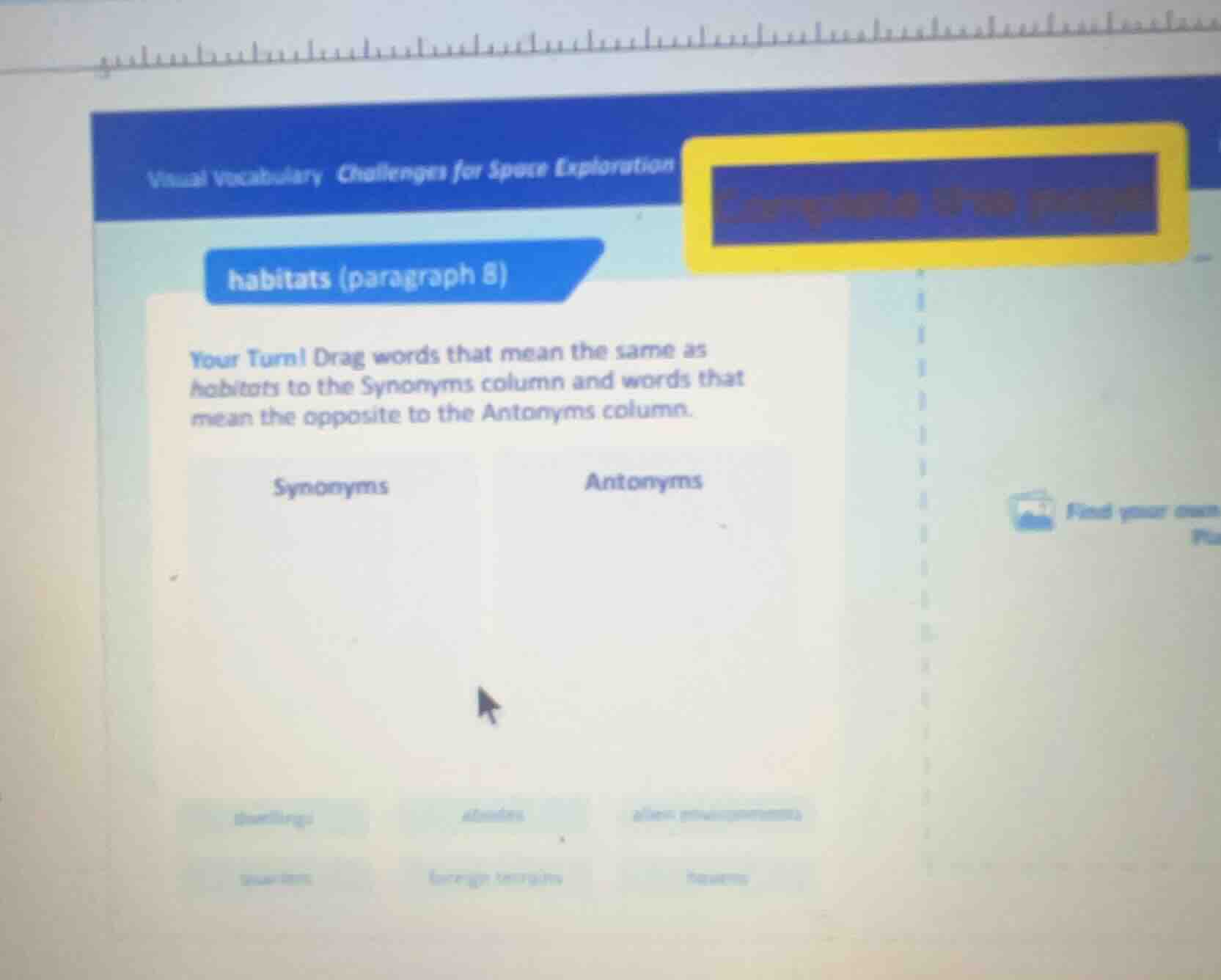 visual vocabulary challenges for space exploration habitats (paragraph …