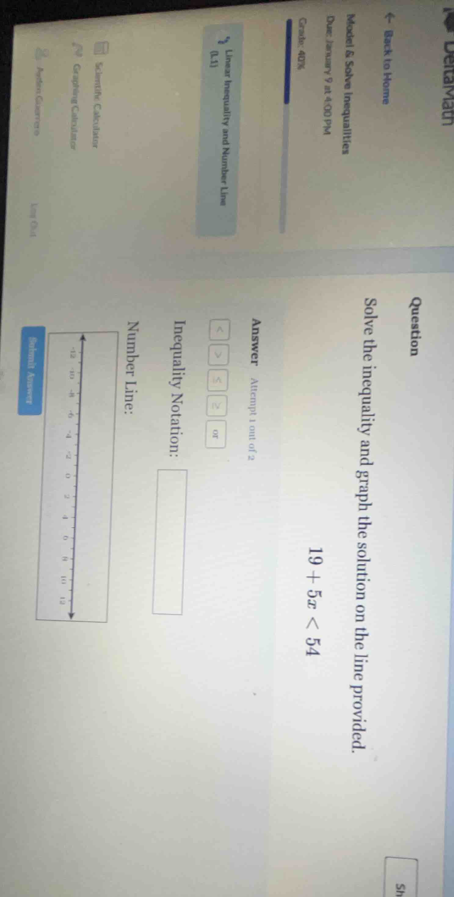question solve the inequality and graph the solution on the line provid…