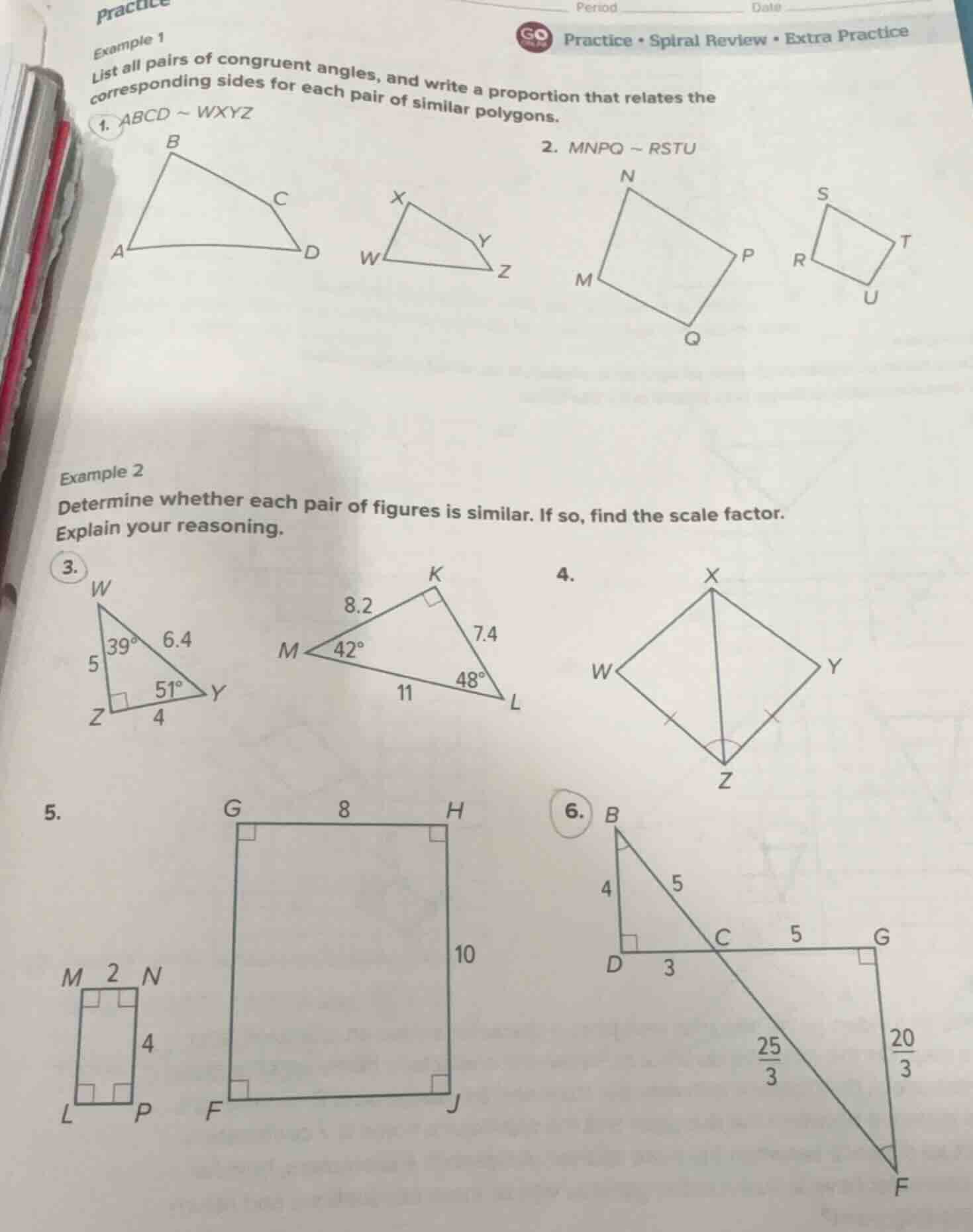 practice example 1 list all pairs of congruent angles, and write a prop…