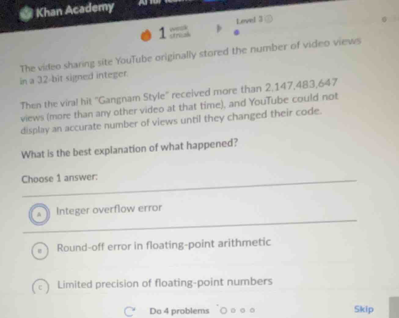 khan academy level 3 1 streak the video sharing site youtube originally…