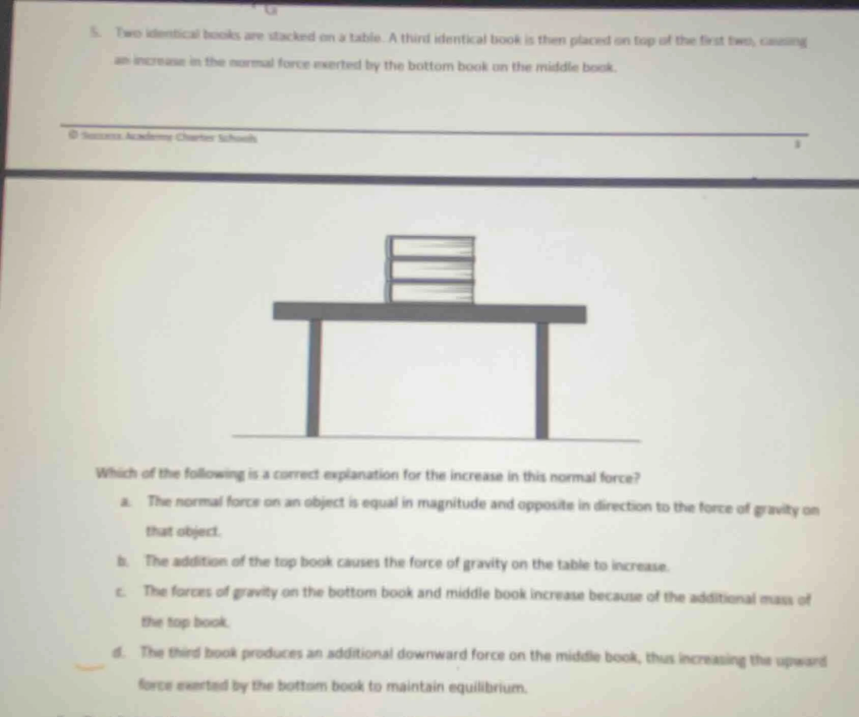 5. two identical books are stacked on a table. a third identical book i…