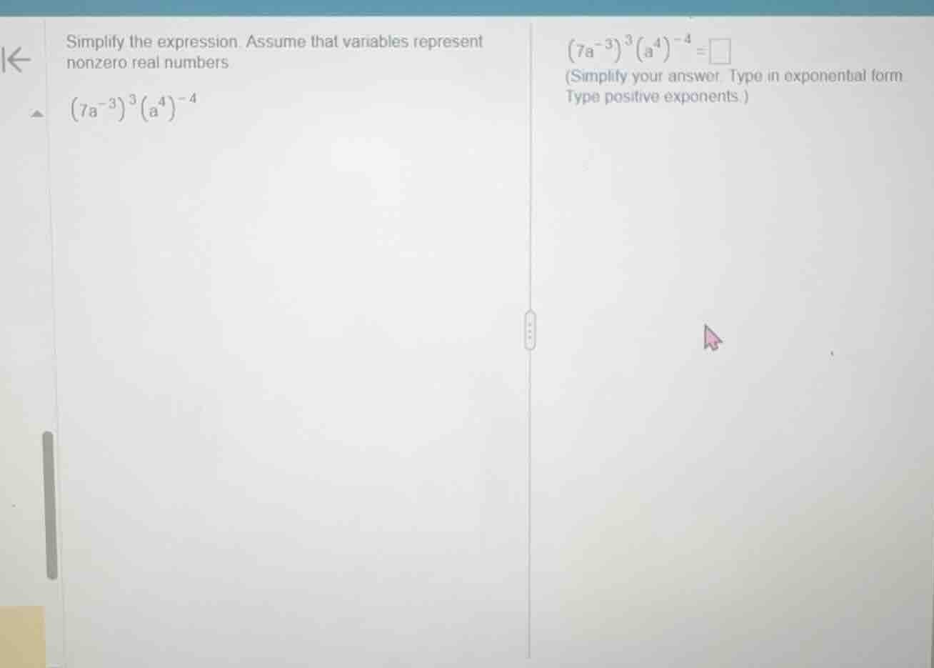 simplify the expression. assume that variables represent nonzero real n…