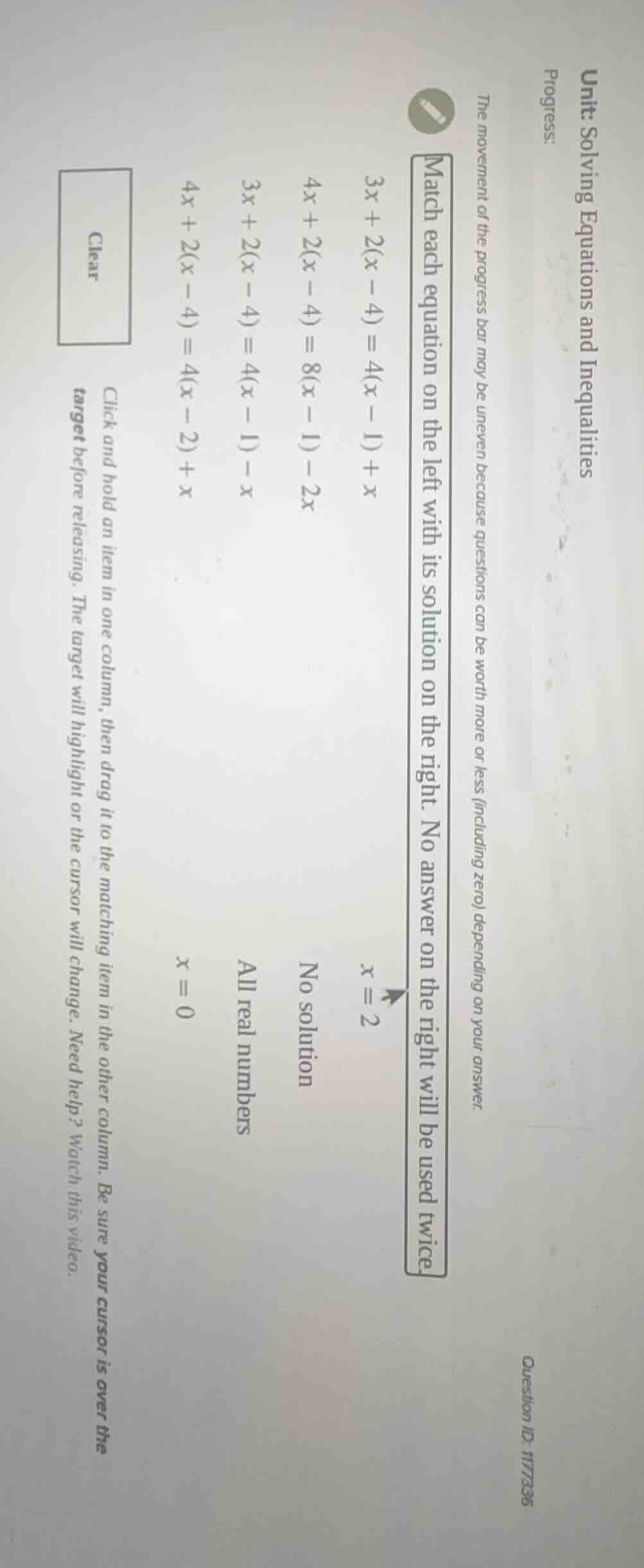 unit: solving equations and inequalities progress: question id: 1177336…