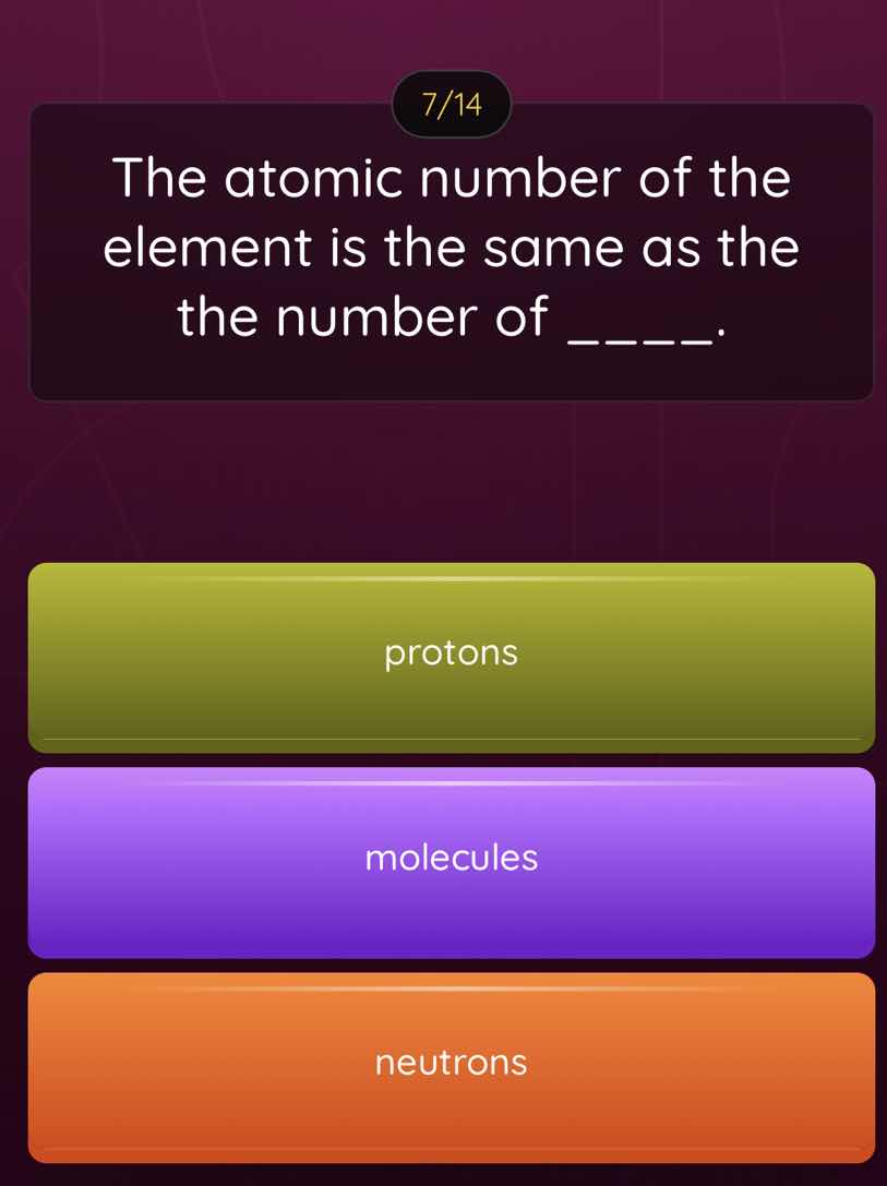 the atomic number of the element is the same as the the number of _____…