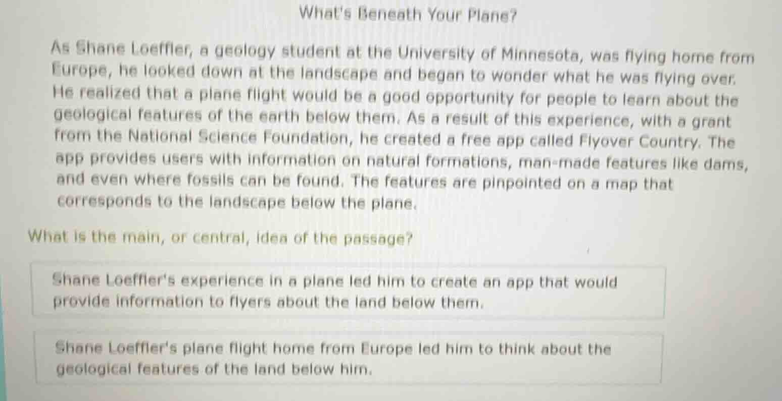 whats beneath your plane? as shane loeffler, a geology student at the u…