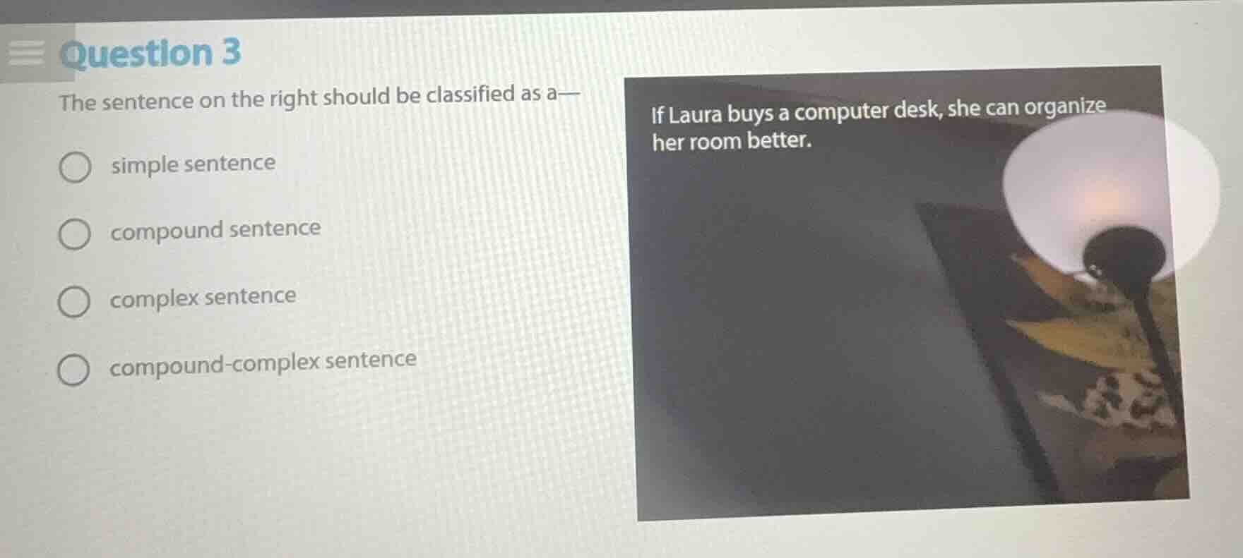 question 3 the sentence on the right should be classified as a— simple …