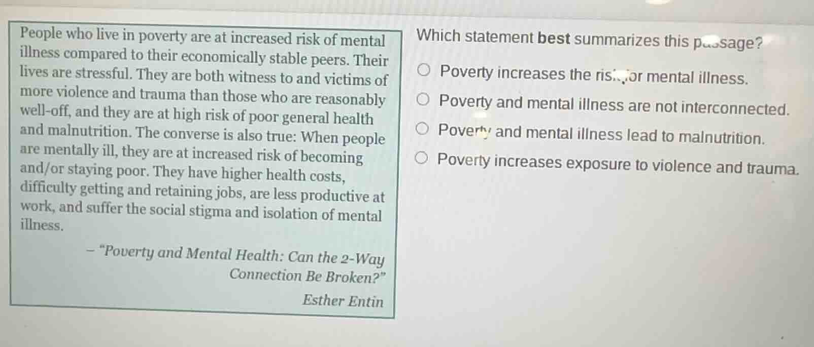 people who live in poverty are at increased risk of mental illness comp…