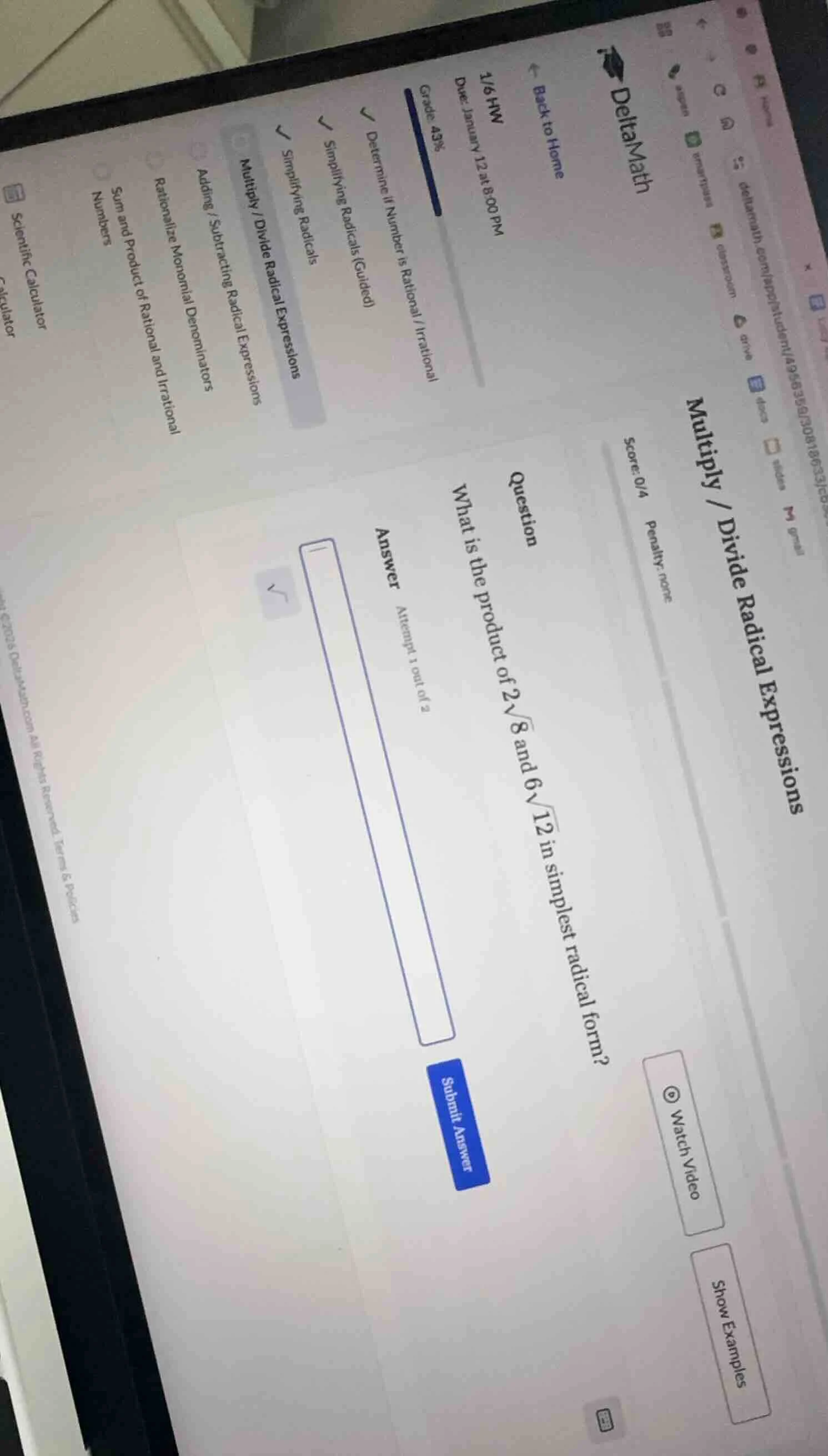 question what is the product of $2\\sqrt{8}$ and $6\\sqrt{12}$ in simpl…