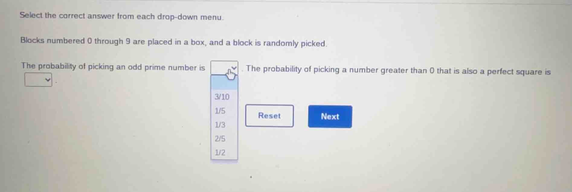 select the correct answer from each drop - down menu. blocks numbered 0…