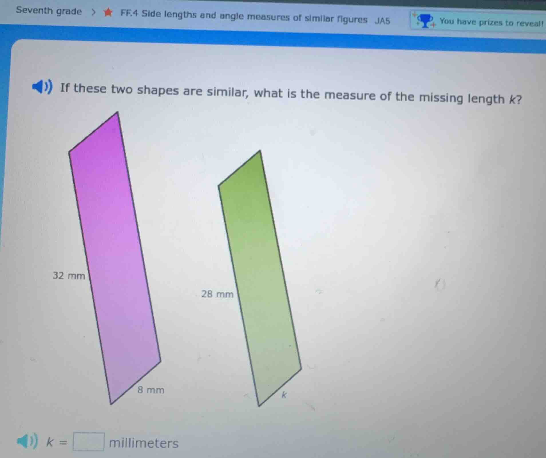 seventh grade > ★ ff.4 side lengths and angle measures of similar figur…
