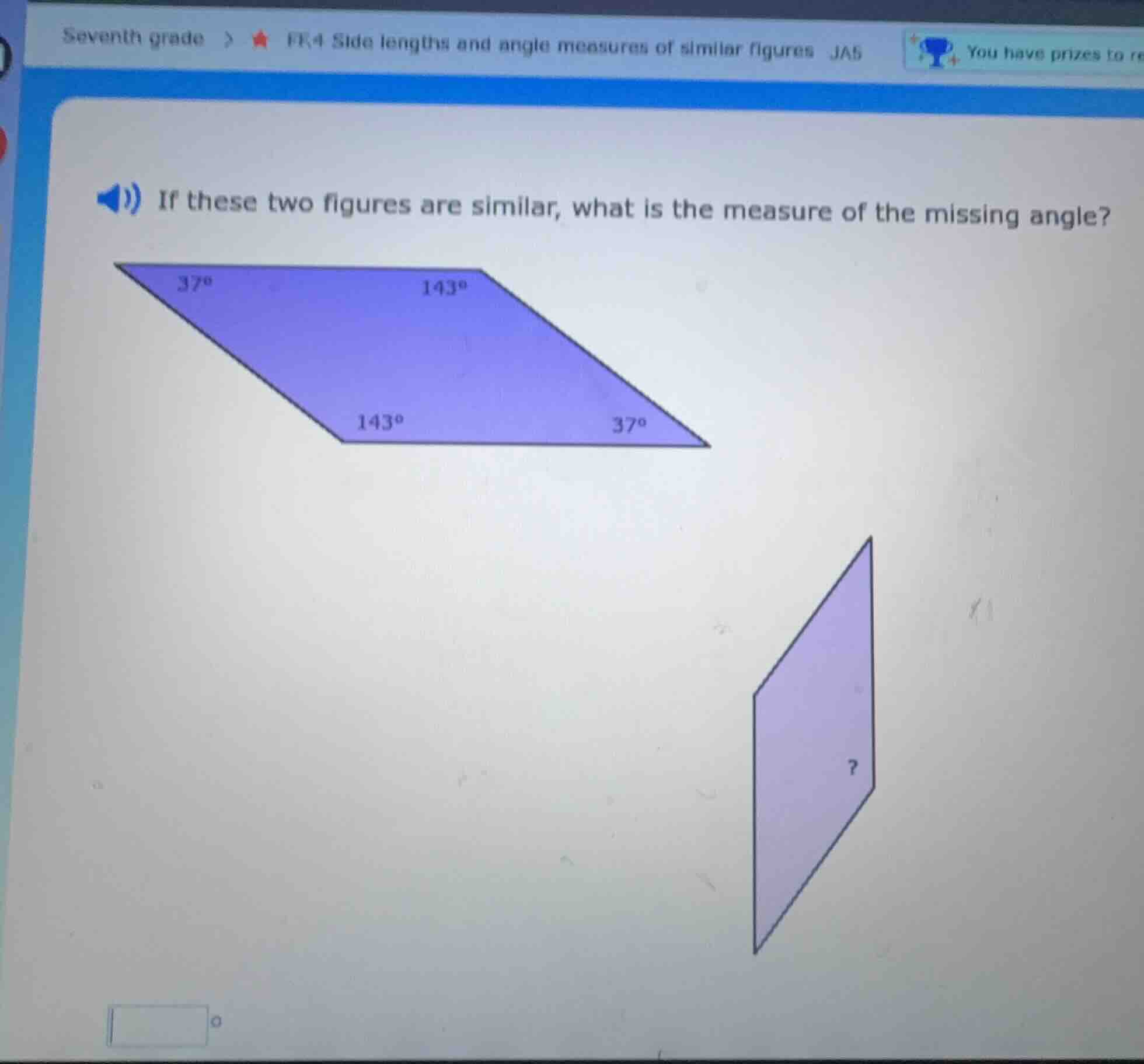 seventh grade > ★ fk4 side lengths and angle measures of similar figure…