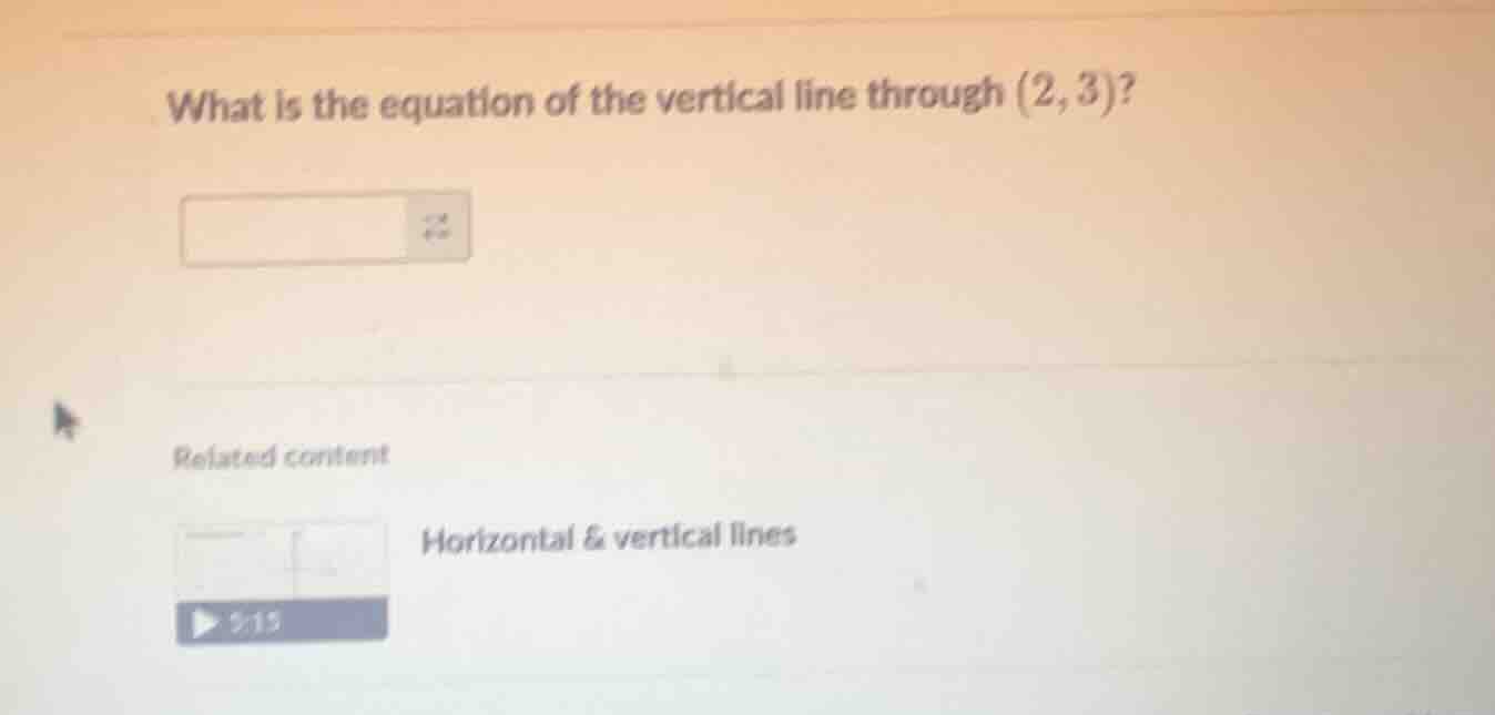 what is the equation of the vertical line through (2, 3)?