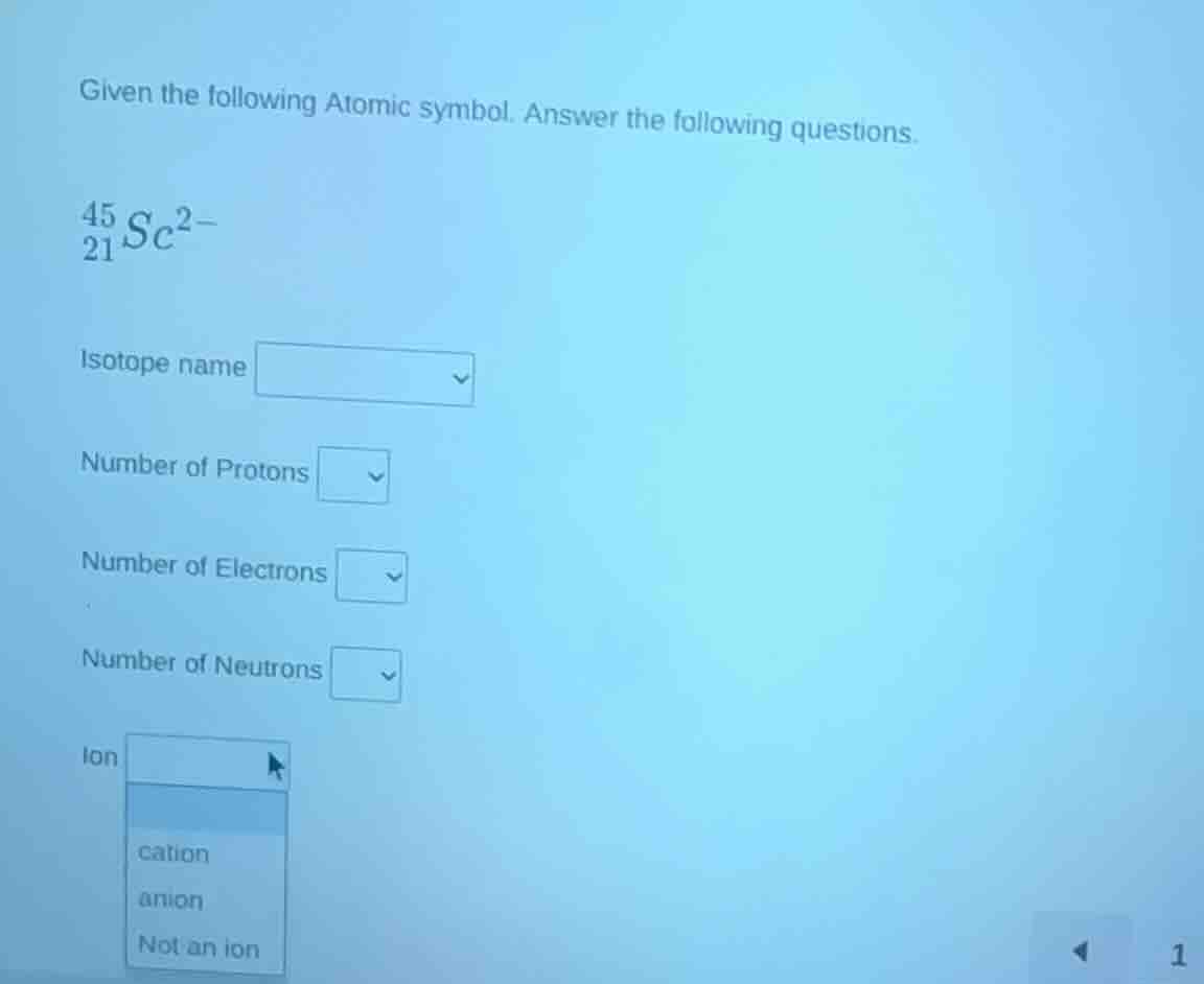 given the following atomic symbol. answer the following questions. \\(_…