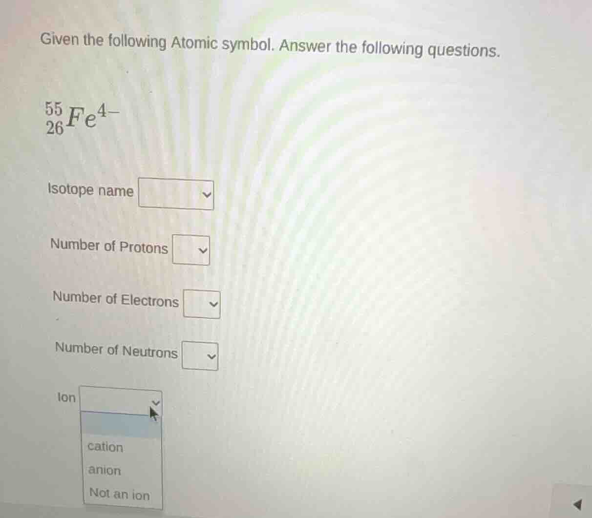 given the following atomic symbol. answer the following questions. \\(_…