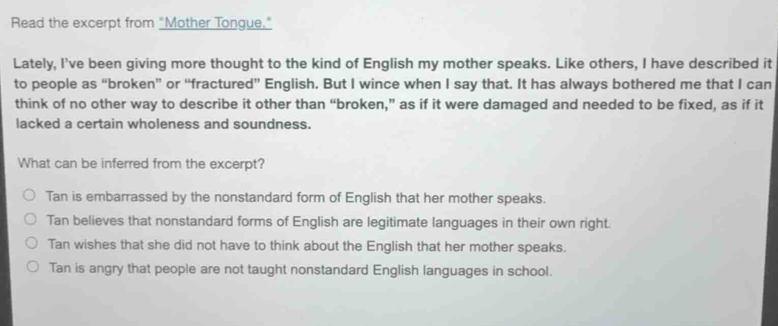 read the excerpt from \mother tongue.\ lately, ive been giving more tho…