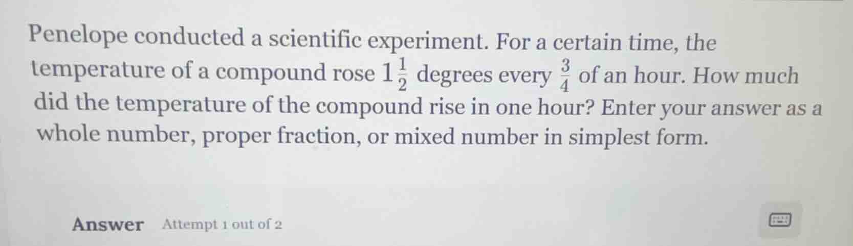 penelope conducted a scientific experiment. for a certain time, the tem…