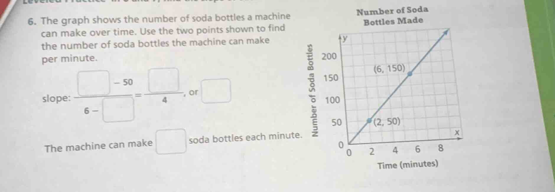 6. the graph shows the number of soda bottles a machine can make over t…