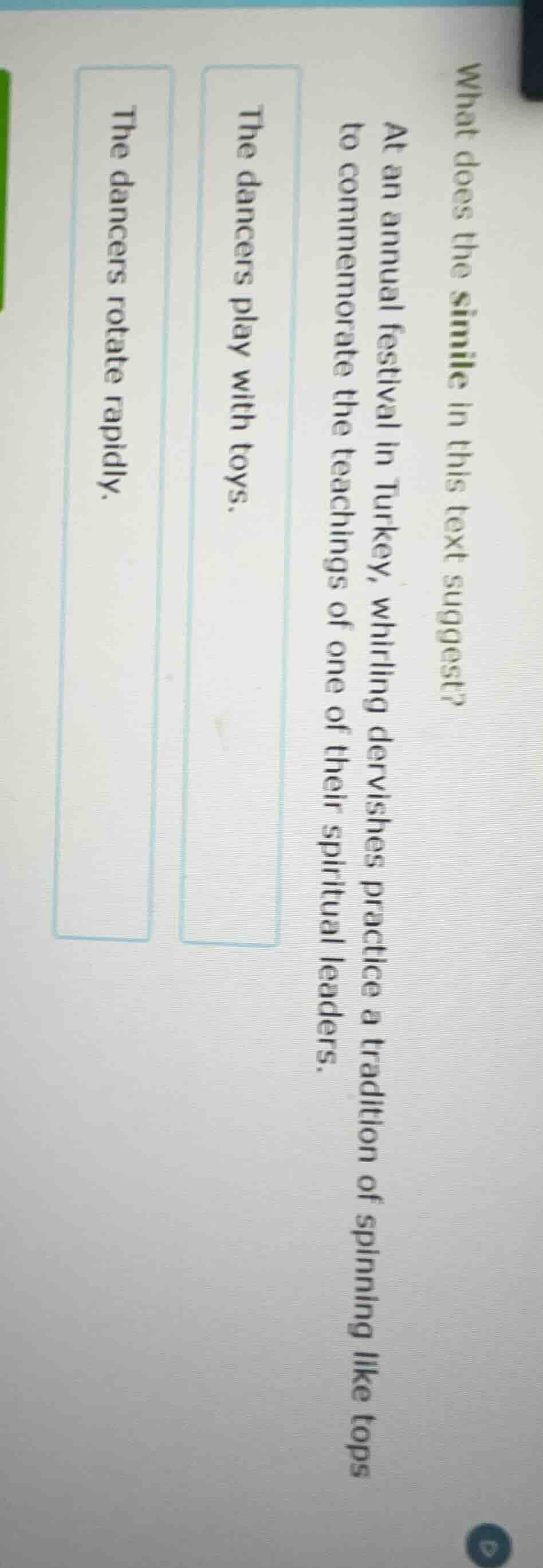 what does the simile in this text suggest? at an annual festival in tur…