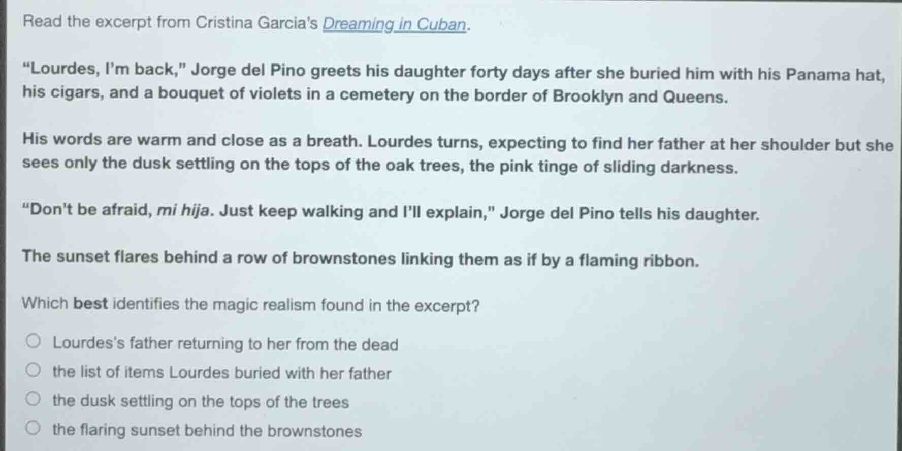 read the excerpt from cristina garcias dreaming in cuban. \lourdes, im …