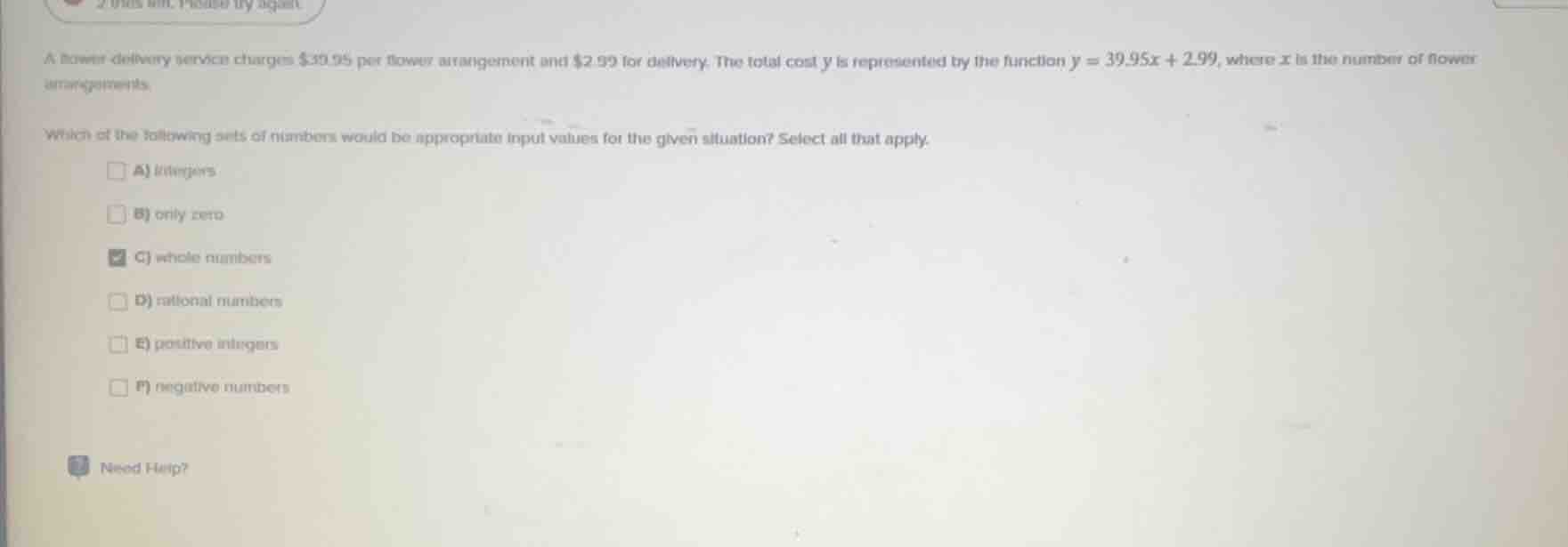 a flower delivery service charges $39.95 per flower arrangement and $2.…