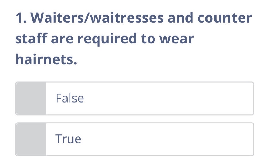1. waiters/waitresses and counter staff are required to wear hairnets. …