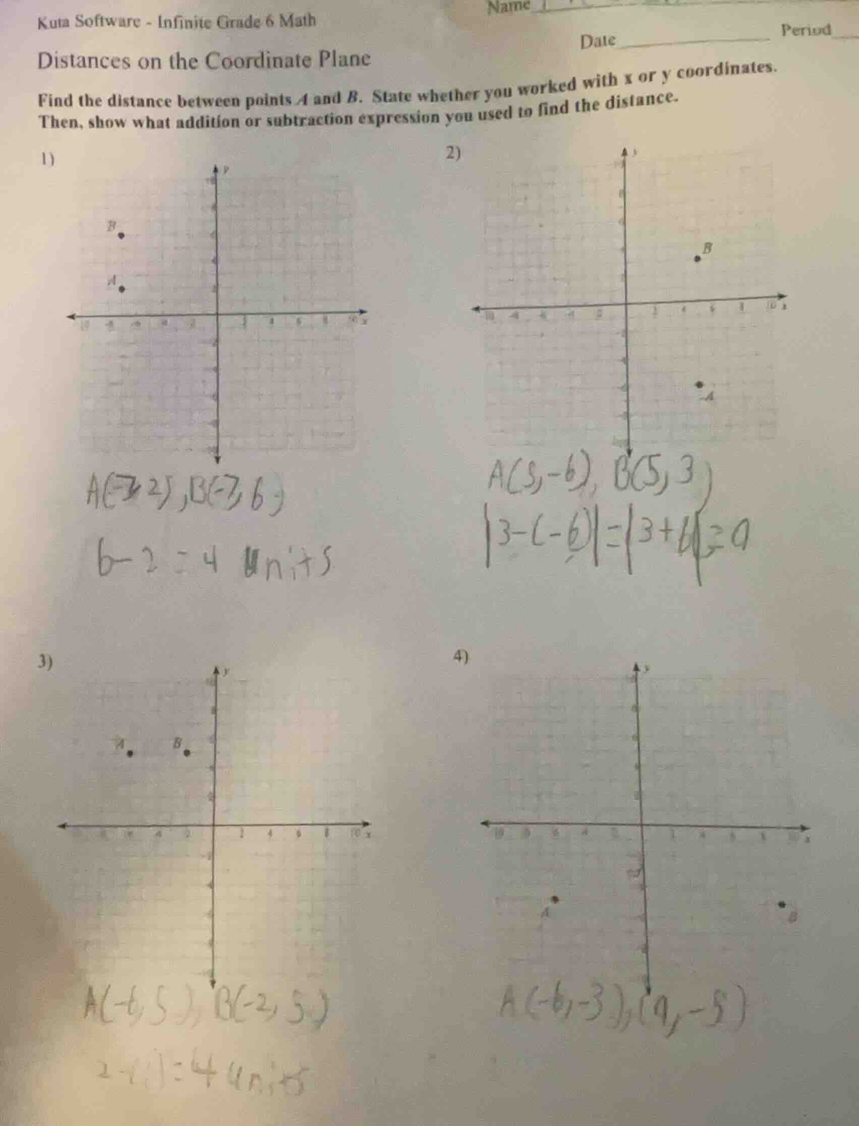 kuta software - infinite grade 6 math distances on the coordinate plane…