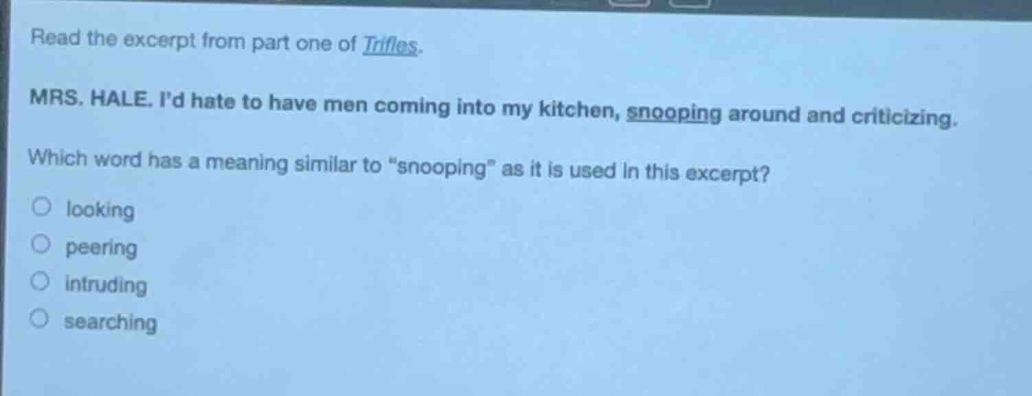 read the excerpt from part one of trifles. mrs. hale. i’d hate to have …