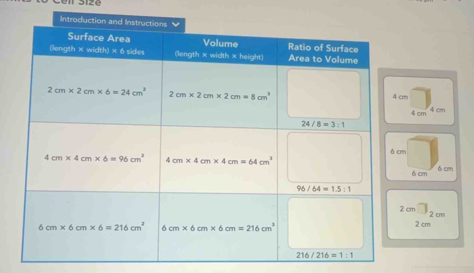 introduction and instructions surface area (length × width) × 6 sides v…