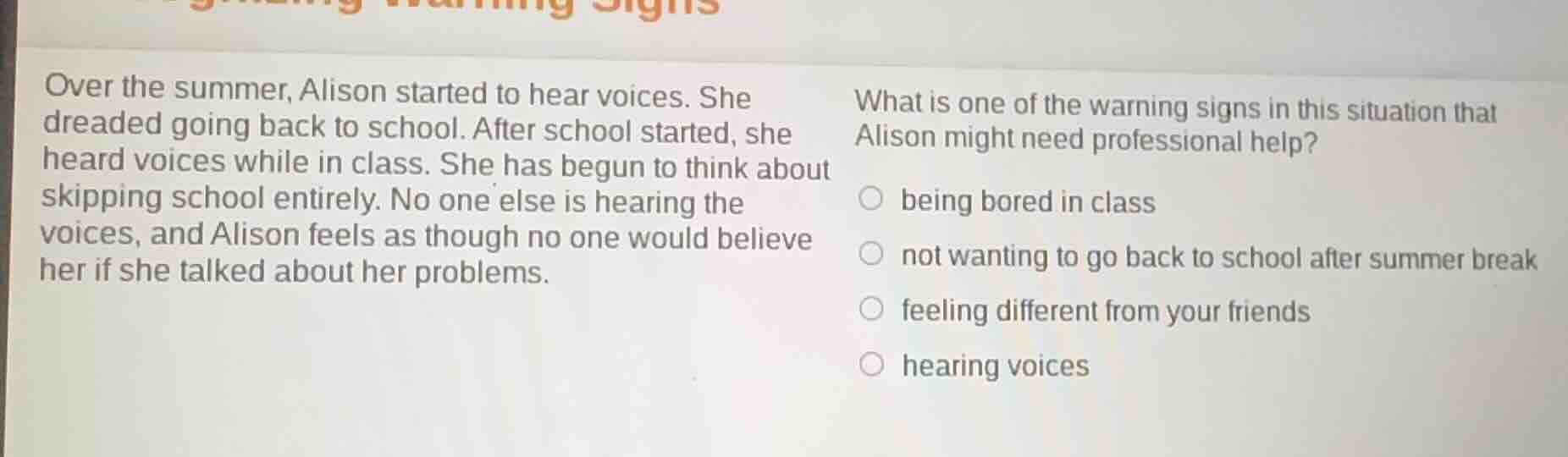 over the summer, alison started to hear voices. she dreaded going back …