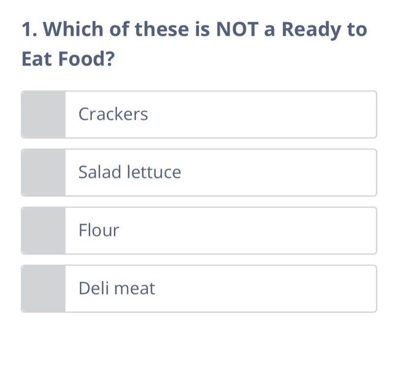 1. which of these is not a ready to eat food? crackers salad lettuce fl…