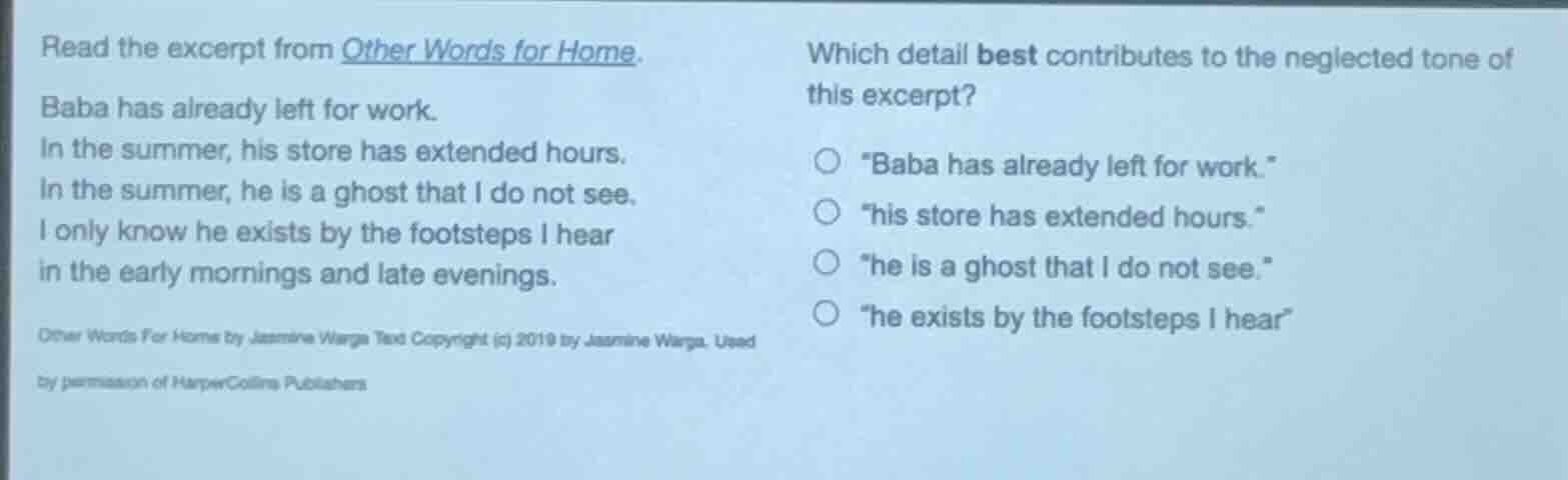 read the excerpt from other words for home. baba has already left for w…