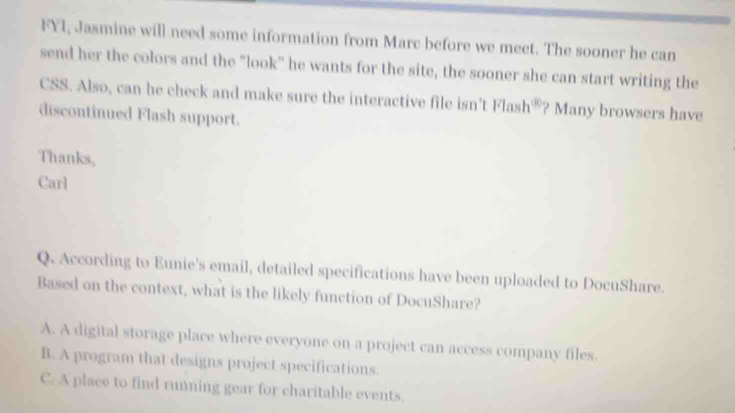 fyi, jasmine will need some information from marc before we meet. the s…