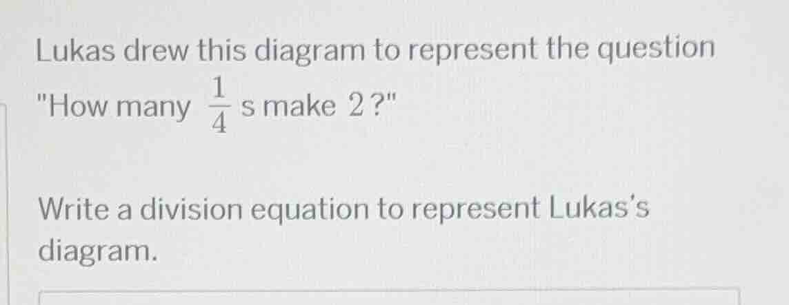 lukas drew this diagram to represent the question \how many \\(\\frac{1…